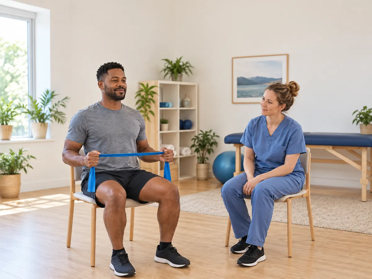 Illustrative guided resistance-band exercise